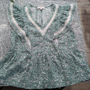 Loft Blouse Size Small with Ruffle Sleeve and Peplum